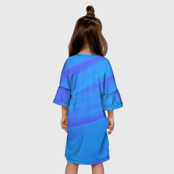 Платье с принтом Россия - синие волны для ребенка, вид на модели сзади №2. Цвет основы: белый