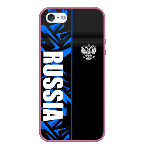 Чехол для iPhone 5/5S матовый с принтом Россия - синяя абстракция, вид спереди №1