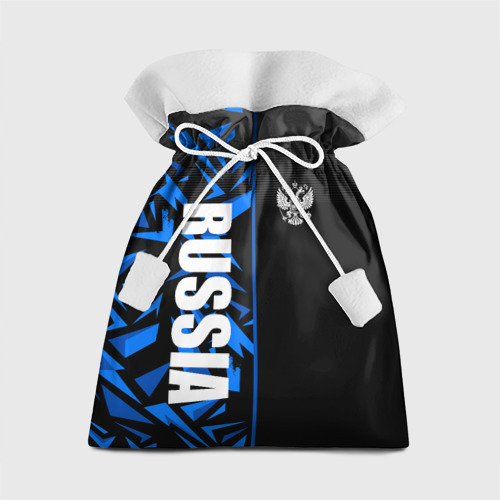 Подарочный мешок с принтом Россия - синяя абстракция, вид спереди №1