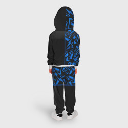 Костюм с принтом Россия - синяя абстракция для ребенка, вид на модели сзади №2. Цвет основы: белый