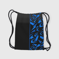Рюкзак с принтом Россия - синяя абстракция для любого человека, вид сзади №2. Цвет основы: белый