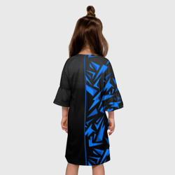 Платье с принтом Россия - синяя абстракция для ребенка, вид на модели сзади №2. Цвет основы: белый