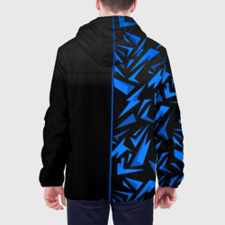 Куртка с принтом Россия - синяя абстракция для мужчины, вид на модели сзади №2. Цвет основы: белый