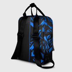 Рюкзак с принтом Россия - синяя абстракция для женщины, вид на модели сзади №1. Цвет основы: белый
