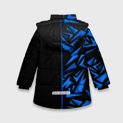 Куртка с принтом Россия - синяя абстракция для любого человека, вид сзади №1. Цвет основы: черный