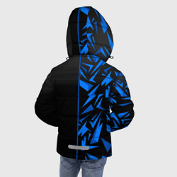 Куртка с принтом Россия - синяя абстракция для любого человека, вид сзади №2. Цвет основы: черный