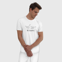 Пижама с принтом Гормоны счастья- серотонин и дофамин для мужчины, вид на модели спереди №2. Цвет основы: белый