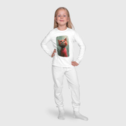 Пижама с принтом Ушастик для ребенка, вид на модели спереди №4. Цвет основы: белый