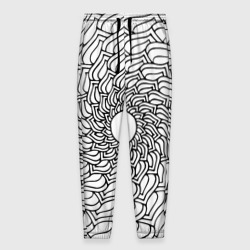 Мужские брюки 3D Мандала солнцевидная чёрно-белая
