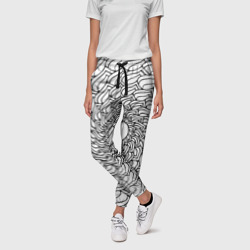 Мандала солнцевидная чёрно-белая – Женские брюки 3D с принтом купить