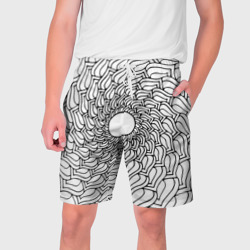 Мандала солнцевидная чёрно-белая – Мужские шорты 3D с принтом купить