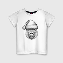 Детская футболка хлопок Новогодняя горилла в шапке