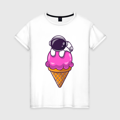 Женская футболка из хлопка с принтом Space ice cream, вид спереди №1