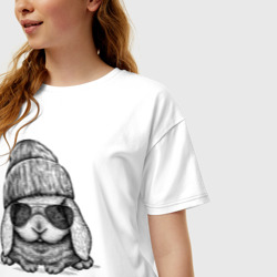 Женская футболка хлопок Oversize Модный зайчишка - фото 2