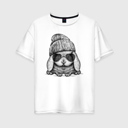 Женская футболка хлопок Oversize Модный зайчишка