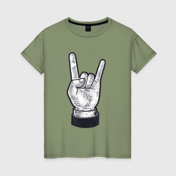 Rock hand – Женская футболка хлопок с принтом купить со скидкой в -20%