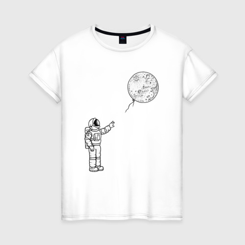 Женская футболка из хлопка с принтом Space balloon, вид спереди №1