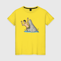 Остерегайся акул – Женская футболка хлопок с принтом купить со скидкой в -20%