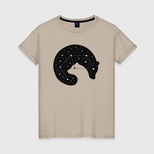 Женская футболка хлопок Большая медведица в космосе, цвет миндальный