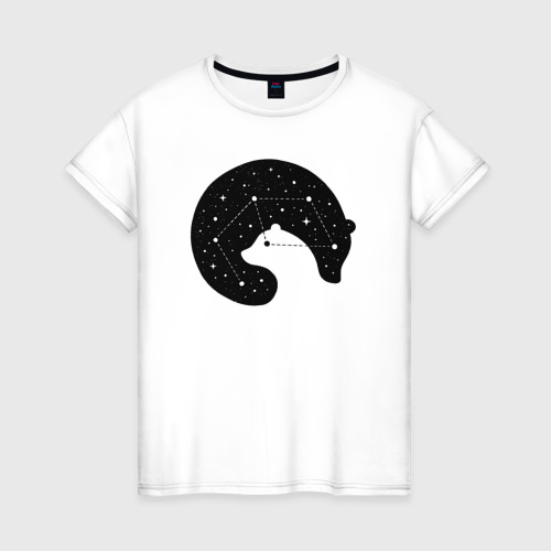 Женская футболка из хлопка с принтом Большая медведица в космосе, вид спереди №1