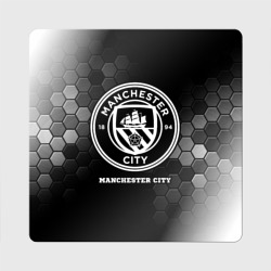 Магнит виниловый Квадрат Manchester City sport на темном фоне