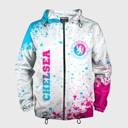 Мужская ветровка 3D Chelsea neon gradient style вертикально