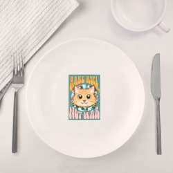 Набор: тарелка + кружка Винтажный рыжий кот пацифист - фото 2
