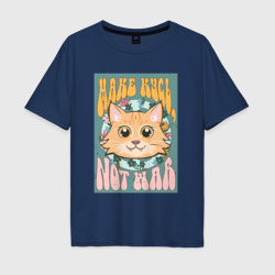 Винтажный рыжий кот пацифист – Мужская футболка хлопок Oversize с принтом купить со скидкой в -16%