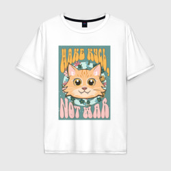 Винтажный рыжий кот пацифист – Мужская футболка хлопок Oversize с принтом купить со скидкой в -16%
