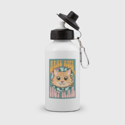 Бутылка спортивная Винтажный рыжий кот пацифист