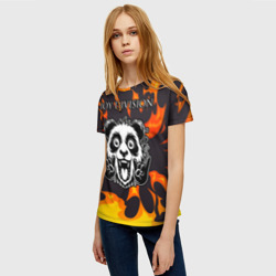 Женская футболка 3D Joy Division рок панда и огонь - фото 2