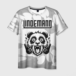 Мужская футболка 3D Lindemann рок панда на светлом фоне