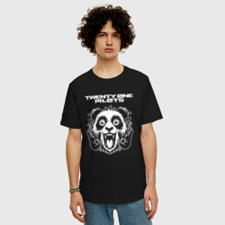 Мужская футболка хлопок Oversize Twenty One Pilots rock panda - фото 2
