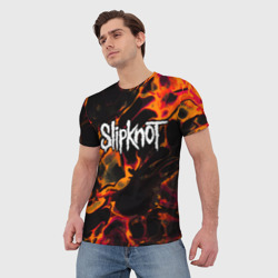 Мужская футболка 3D Slipknot red lava - фото 2