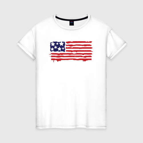 Женская футболка из хлопка с принтом USA patriot, вид спереди №1