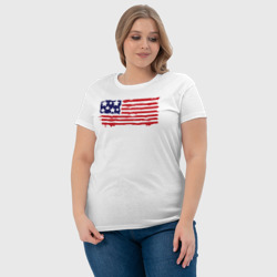 Футболка с принтом USA patriot для женщины, вид на модели спереди №4. Цвет основы: белый