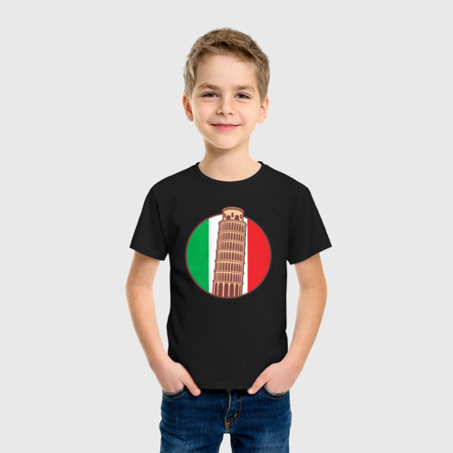 Детская футболка хлопок Пизанская башня, цвет черный - фото 3