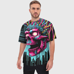 Мужская футболка oversize 3D Cyber skull - ai art fantasy - фото 2