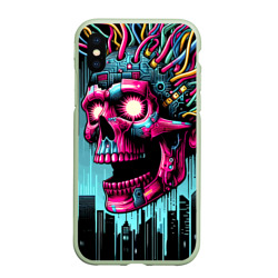 Чехол для iPhone XS Max матовый Cyber skull - ai art fantasy