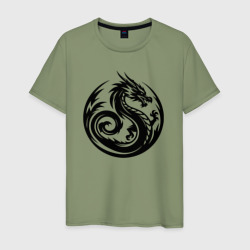 Силуэт дракона в векторной графике – Мужская футболка хлопок с принтом купить со скидкой в -20%