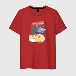 Кот-хлеб и голубь – Мужская футболка хлопок с принтом купить со скидкой в -20%