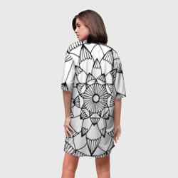 Платье с принтом Мандала узор ракушка для женщины, вид на модели сзади №2. Цвет основы: белый