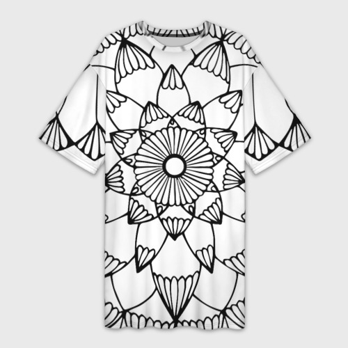 Платье-футболка с принтом Мандала узор ракушка, вид спереди №1