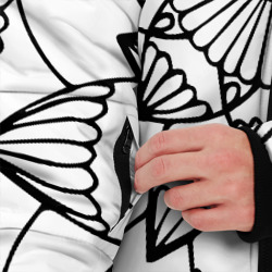 Куртка с принтом Мандала узор ракушка для мужчины, вид на модели спереди №3. Цвет основы: черный
