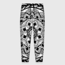 Мужские брюки 3D Мандала зенарт чёрно-белая