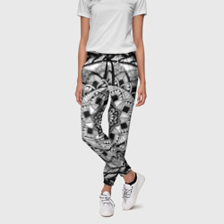 Мандала зенарт чёрно-белая – Женские брюки 3D с принтом купить