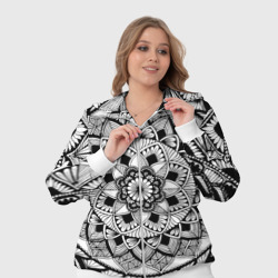 Костюм с принтом Мандала зенарт чёрно-белая для женщины, вид на модели спереди №4. Цвет основы: белый