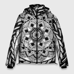 Мандала зенарт чёрно-белая – Мужская зимняя куртка 3D с принтом купить
