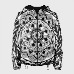 Мандала зенарт чёрно-белая – Женская куртка 3D с принтом купить со скидкой в -10%