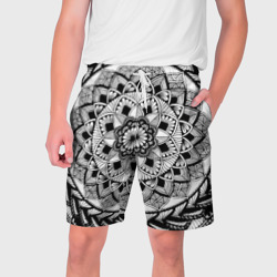Мандала зенарт чёрно-белая – Мужские шорты 3D с принтом купить
